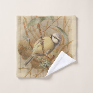 Vintage Illustration of Bluetit Wash Cloth