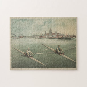 Vintage Illustration of Crewing Athletes (1879) Jigsaw Puzzle