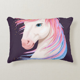 vintage illustration of cute unicorn with gold hor decorative cushion