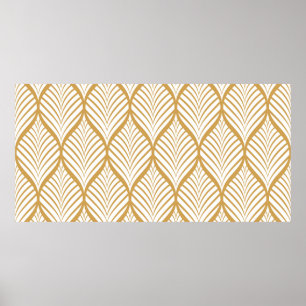 vintage illustration of geometric leaves seamless poster