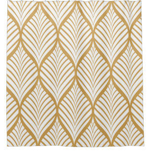 vintage illustration of geometric leaves seamless  shower curtain