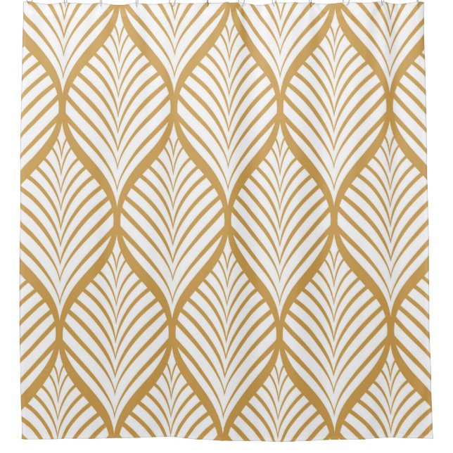 vintage illustration of geometric leaves seamless  shower curtain (Front)