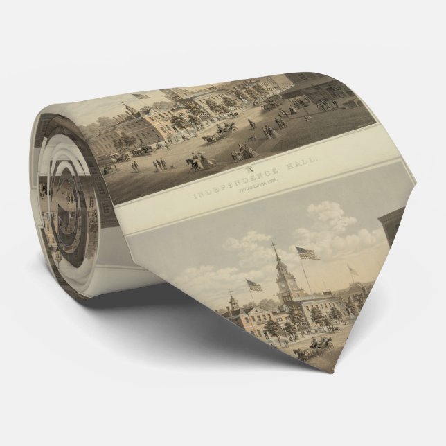Vintage Illustration of Independence Hall (1875) Tie (Rolled)