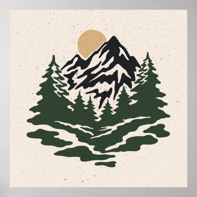 Vintage illustration of mountain landscapemountain poster (Front)