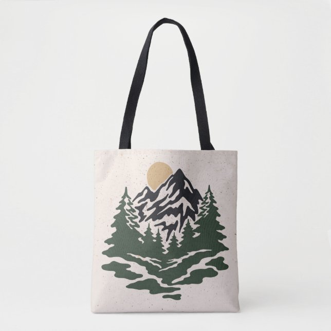 Vintage illustration of mountain landscapemountain tote bag (Front)