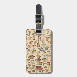 Vintage illustration of mushrooms luggage tag