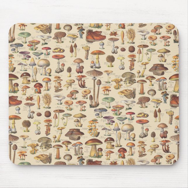 Vintage illustration of mushrooms mouse mat (Front)