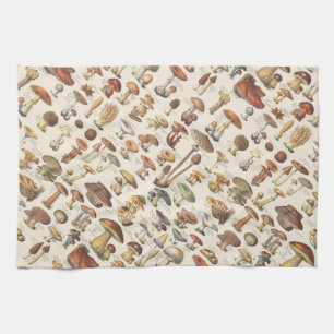 Vintage illustration of mushrooms tea towel