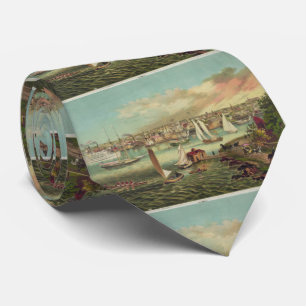 Vintage Illustration of Newport RI (1876) Tie