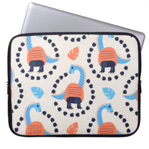 Vintage illustration of seamless pattern with a di laptop sleeve