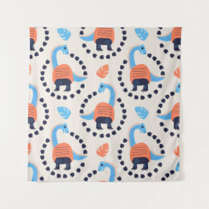 Vintage illustration of seamless pattern with a di tapestry