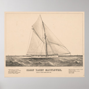 Vintage Illustration of the Sloop Yacht Mayflower Poster