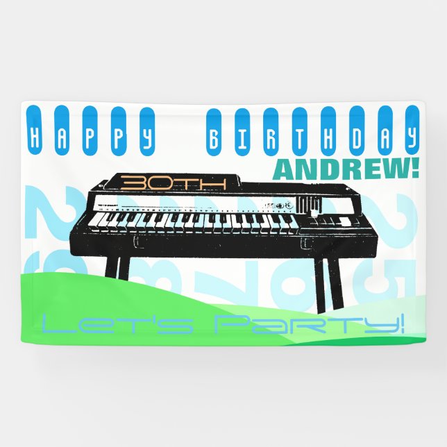 Vintage Illustration Organ 30th Birthday banner (Horizontal)