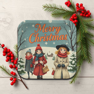 Vintage Illustration People going to Church Paper Plate