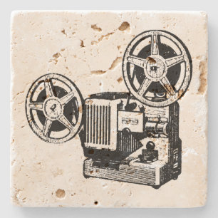 Vintage Illustration Projector Stone Coaster
