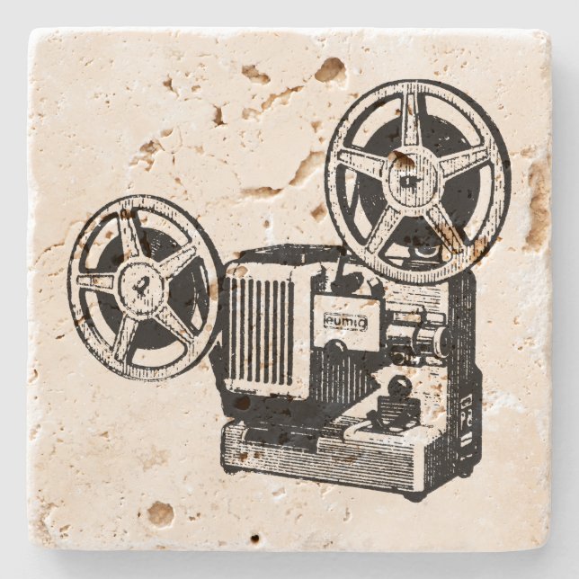 Vintage Illustration Projector Stone Coaster (Front)