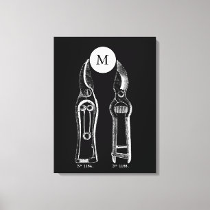 VINTAGE ILLUSTRATION Pruners Monogram B Canvas Print