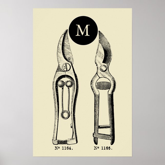 VINTAGE ILLUSTRATION Pruners Monogram Poster (Front)