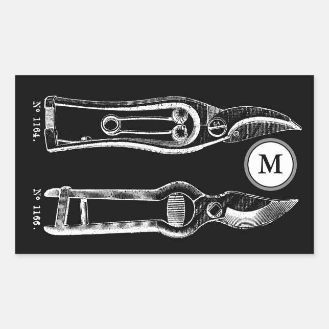 VINTAGE ILLUSTRATION Pruners Monogram Stickers (Front)