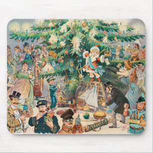 Vintage Illustration Puck's Christmas Tree, 1902 Mouse Mat