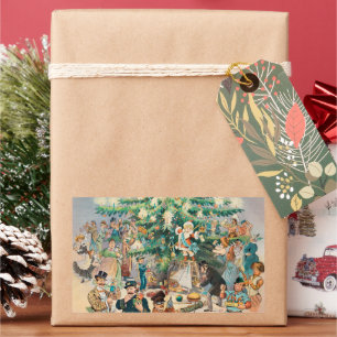 Vintage Illustration Puck's Christmas Tree, 1902 Rectangular Sticker