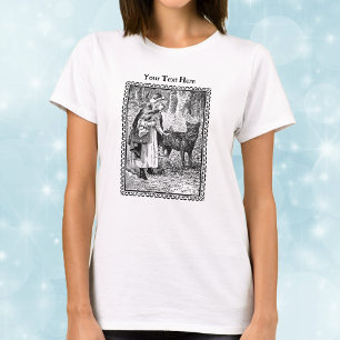 Vintage Illustration Red Riding Hood Wolf Frame T-Shirt