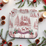 Vintage Illustration Reindeer and Houses Christmas Paper Plate<br><div class="desc">A vintage design with a warm family message.</div>