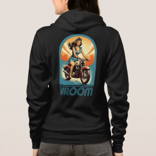 Vintage Illustration - Retro 60s Biker Girl Hoodie