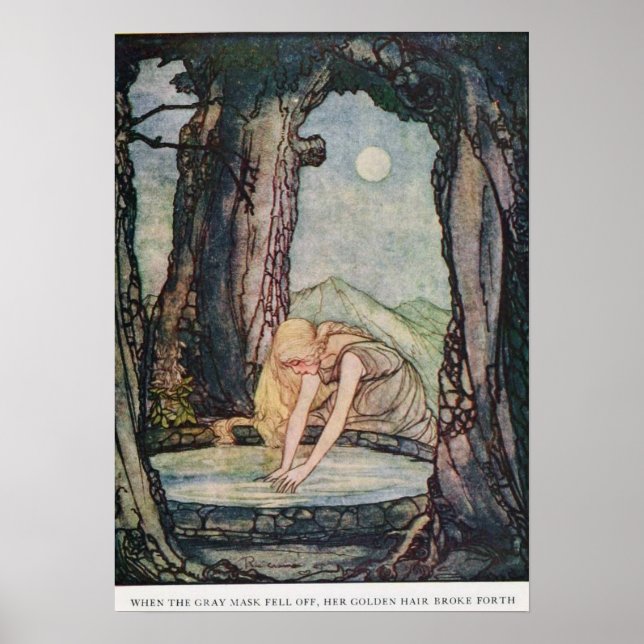 Vintage Illustration Rie Cramer Grimm's Fairy Tale Poster (Front)
