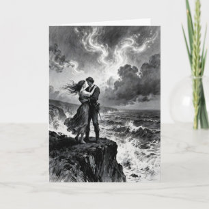 Vintage Illustration Romantic Couple Father's Day Holiday Card