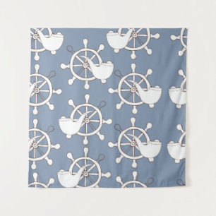 Vintage illustration seamless pattern wheel and tu tapestry