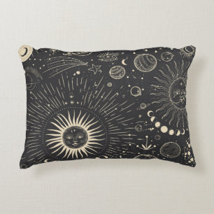 Vintage illustration set of moon phases. Different Decorative Cushion