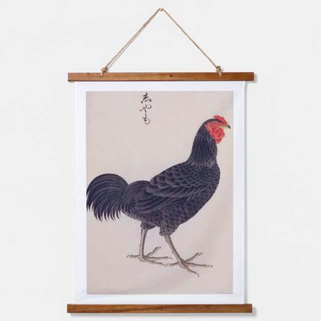 Vintage illustration: Shamo chickens Hanging Tapestry (Front)