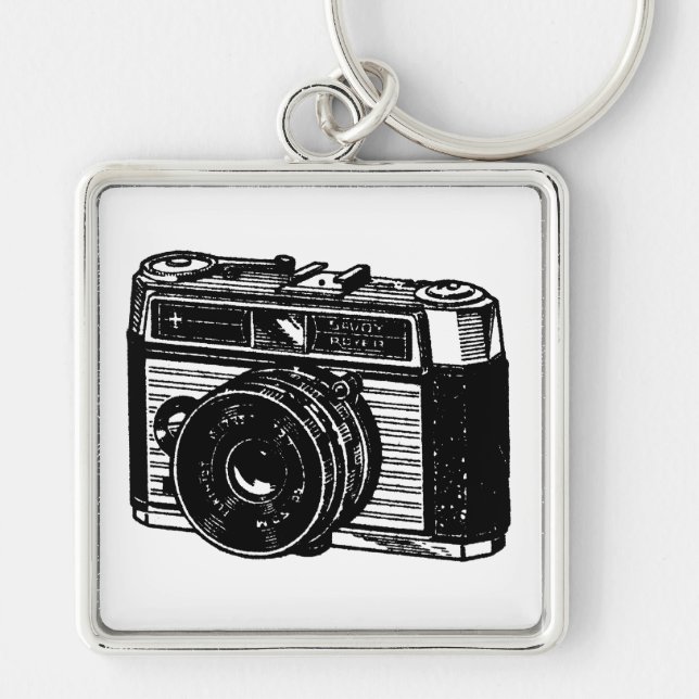 VINTAGE ILLUSTRATION small camera keychain (Front)