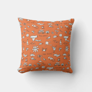 Vintage illustration summer pattern cushion