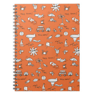 Vintage illustration summer pattern notebook