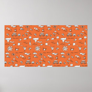 Vintage illustration summer pattern poster