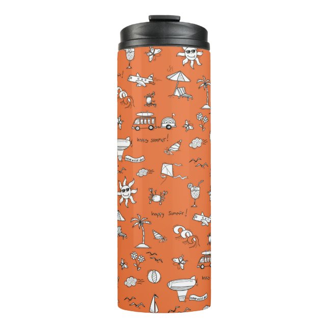 Vintage illustration summer pattern thermal tumbler (Front)