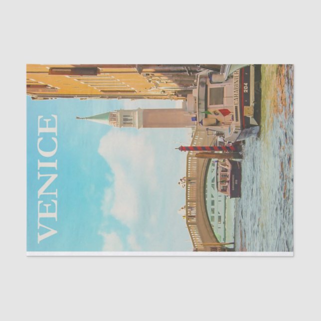 Vintage Illustration Travel Venice, Italy Tissue Paper (Front)