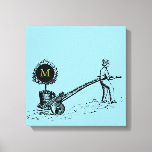 Vintage Illustration Tree in a pot Monogram Canvas