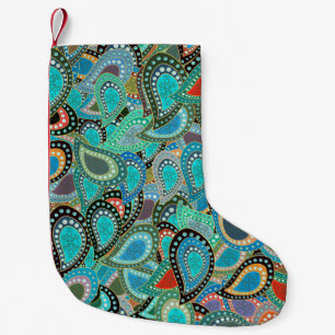 Vintage illustration. Ultrafashionable fabric patt Small Christmas Stocking