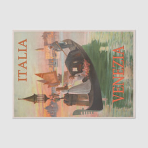 Vintage Illustration Venice Gondola Canals Tissue Paper