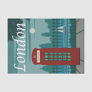 Vintage Illustration Visit London, England Tissue Paper