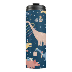 Vintage illustration with dino's birthday party. S Thermal Tumbler