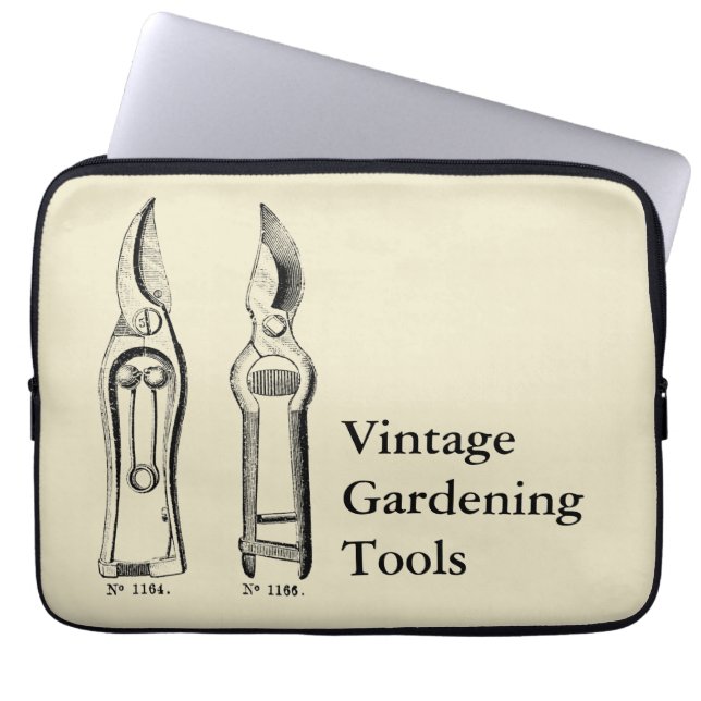 VINTAGE ILLUSTRATIONS Gardening Tools Pruners Laptop Sleeve (Front)