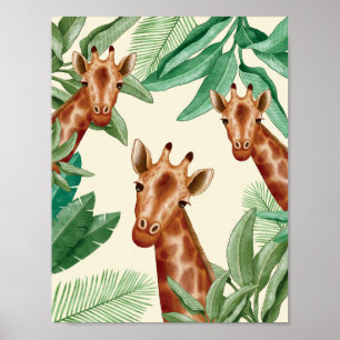 Vintage Illustrations Of Giraffe Poster