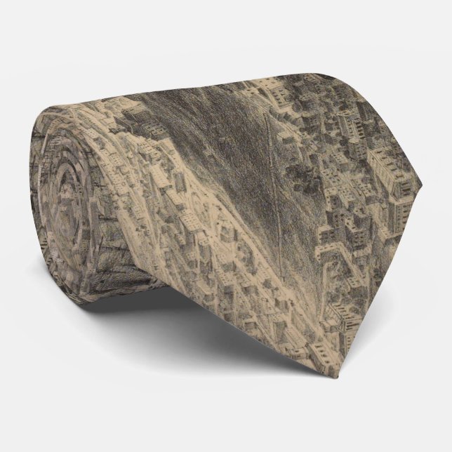 Vintage Illustrative View of Brooklyn NY (1846) Tie (Rolled)