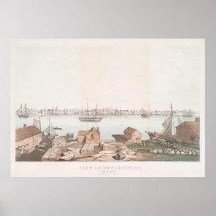 Vintage Illustrative View of Newburyport MA (1846) Poster
