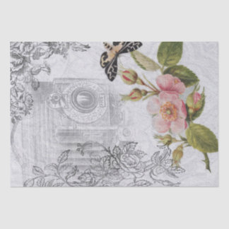 Vintage Iluustrations and Flowers Shabby Chic Tissue Paper
