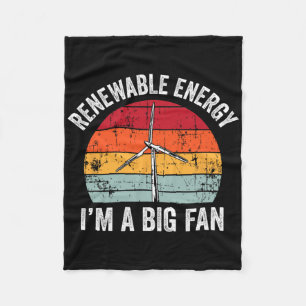Vintage I'm A Big Fan Funny Renewable Energy Gift  Fleece Blanket
